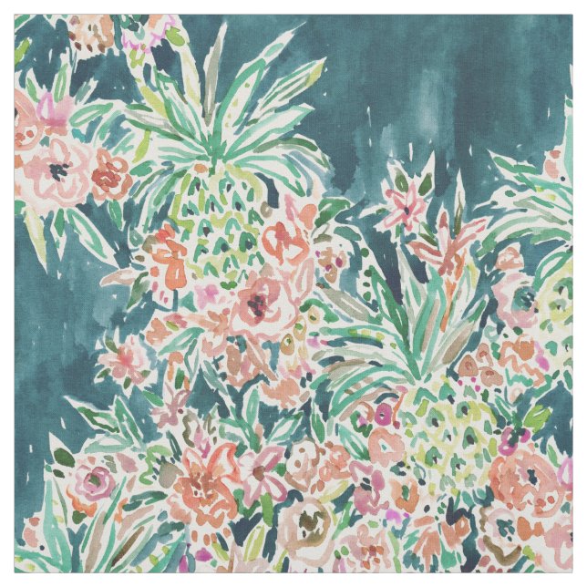 Tecido PARTIDO Boho tropical luxúria do ABACAXI floral (Modelo)