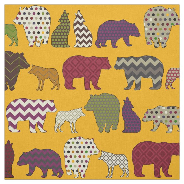 Tecido partido geo do lobo-urso amarelo (Modelo)
