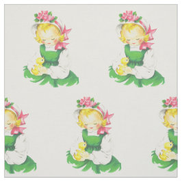 Tecido Páscoa Vintage Girl Páscoa E Páscoa Pintinho 4,5"