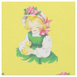 Tecido Páscoa Vintage Girl Páscoa E Páscoa Pintinho 4,5"