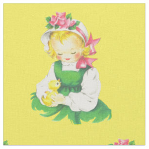 Tecido Páscoa Vintage Girl Páscoa E Páscoa Pintinho 4,5"