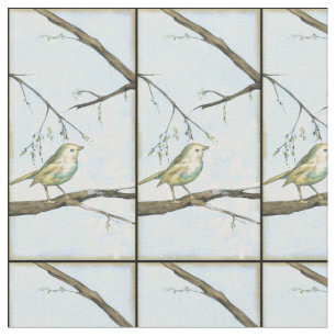 Tecido Pássaro Amarelo Pequeno Empoleirado em uma ramifi