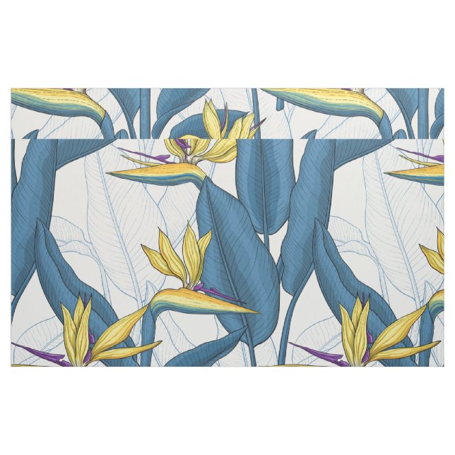 Tecido Pássaro das flores do paraíso em branco (Fat Quarter)