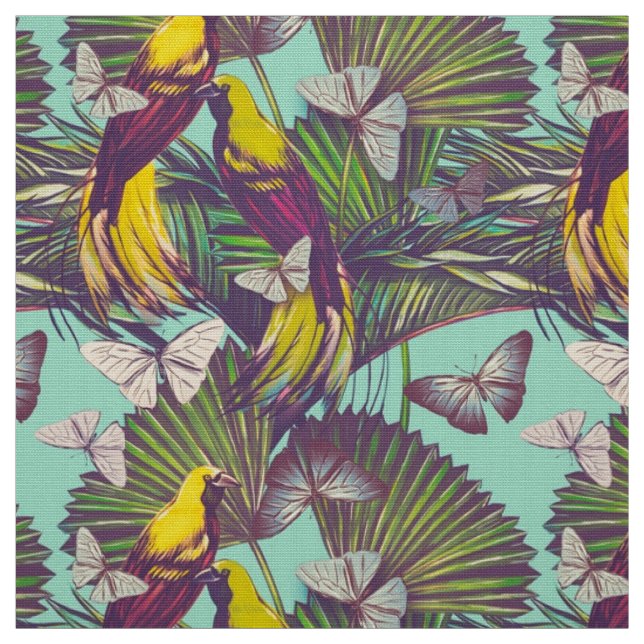 Tecido Pássaro do vintage e impressão tropicais da (Modelo)