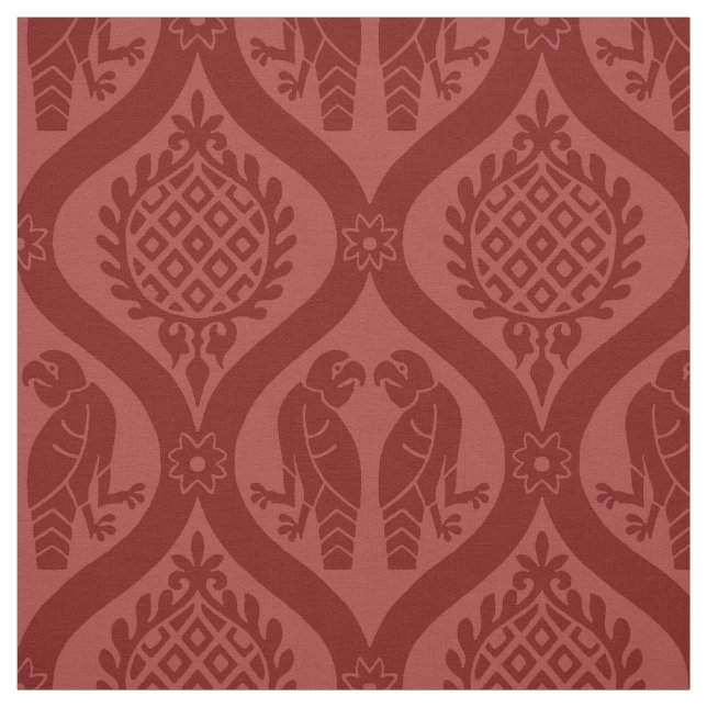 Tecido Pássaro e Pomegranato, Vermelho Brick (Modelo)