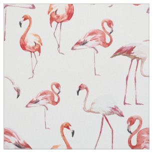 Tecido Pássaro tropical do teste padrão do flamingo da