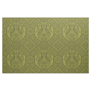 Tecido Pássaros Bizantinos Amarelo-Verdes