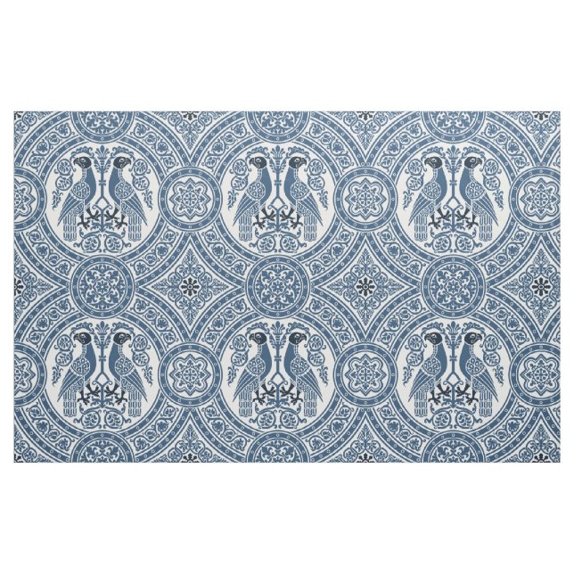 Tecido Pássaros Bizantinos Índigo (Fat Quarter)