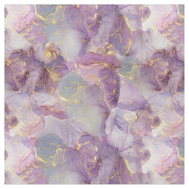 Tecido Pasta Lilac, Azul e Dourado Padrões do Mármaco (Detalhe)