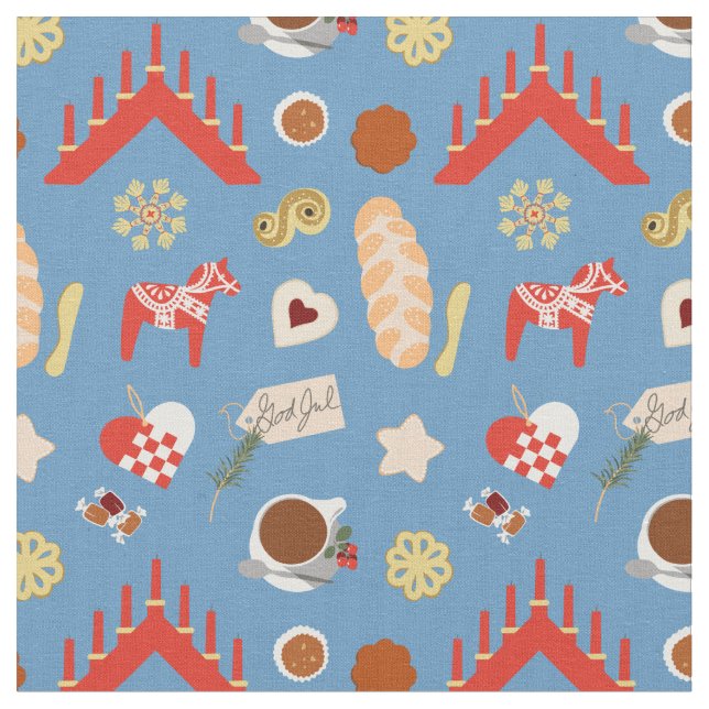 Tecido Pastas de Natal escandinavas/suecas design (Detalhe)