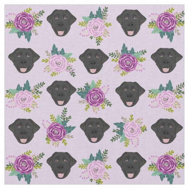 Tecido Pastel de lavanda Labrador Preto (Detalhe)
