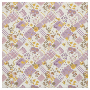 Tecido Pastel Lilás Amarelo Patchwork Vintage Cottagecore
