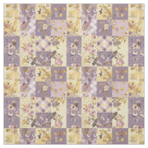 Tecido Pastel Lilás Amarelo Patchwork Vintage Cottagecore