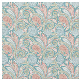Tecido Pastel Paisley Floral e Azul