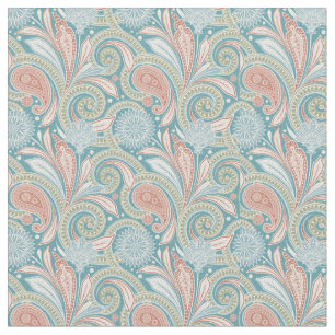 Tecido Pastel Paisley Floral e Azul