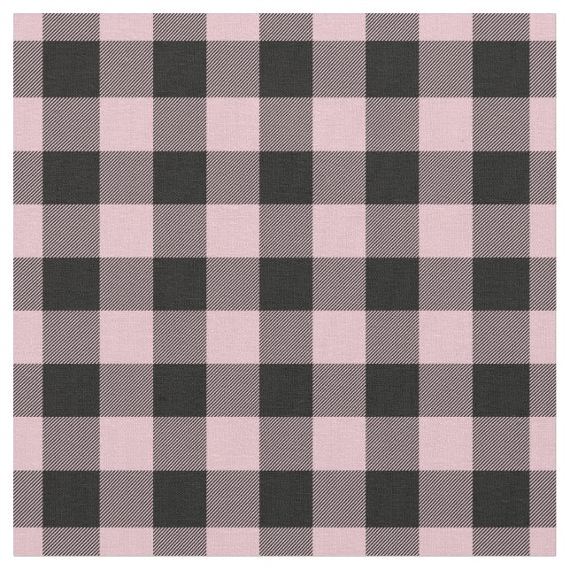 Tecido Pastel Pink & Black Plaid Gingham (Detalhe)