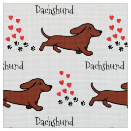 Tecido Patas Running e corações do Dachshund liso