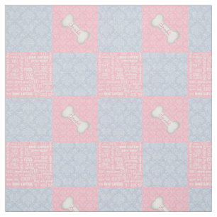 Tecido Patchwork de Damasco Rosa e Azul com o Nome