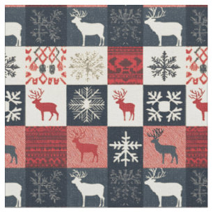 Tecido Patchwork do Fair Isle Knited Holiday Reindeer