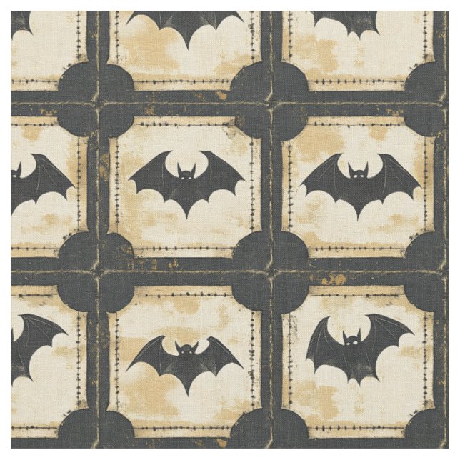 Tecido Patchwork do Grunge Denim Halloween com Bats (2) (Detalhe)