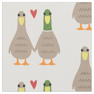 Tecido Patos apaixonados Casal de Patos Cutos com Coraç