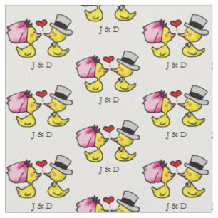 Tecido patos bonitos da noiva & do noivo do casamento -