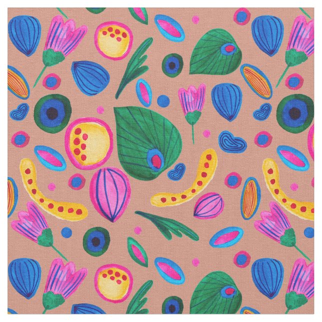 Tecido Patrón cozy boho terracota  (Detalhe)