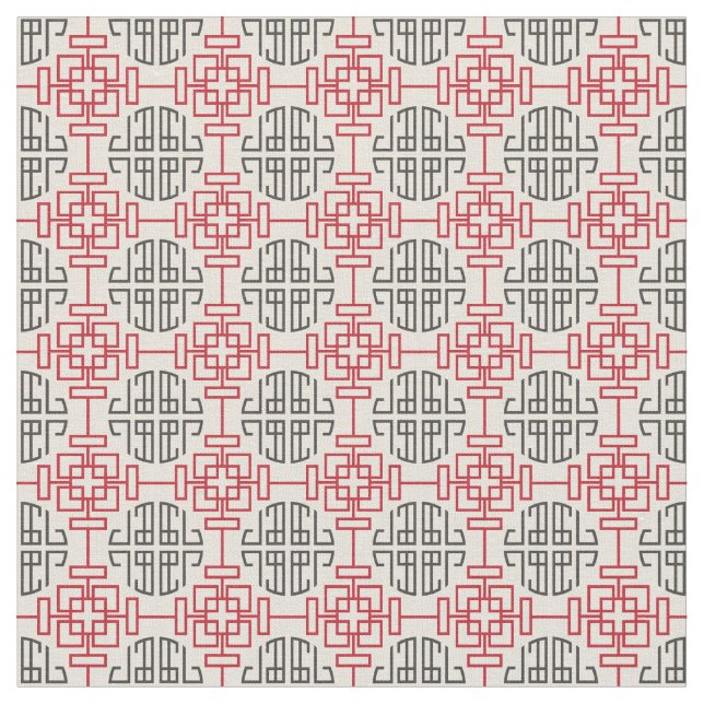 Tecido Patte decorativo chinês geométrico tradicional (Detalhe)