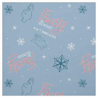 Tecido Patterno de Neve Azul Snowman
