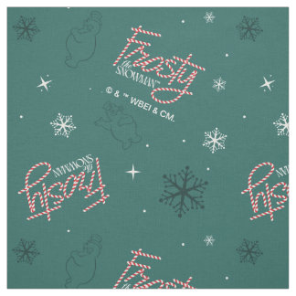 Tecido Patterno de Neve Verde Snowman Frosty