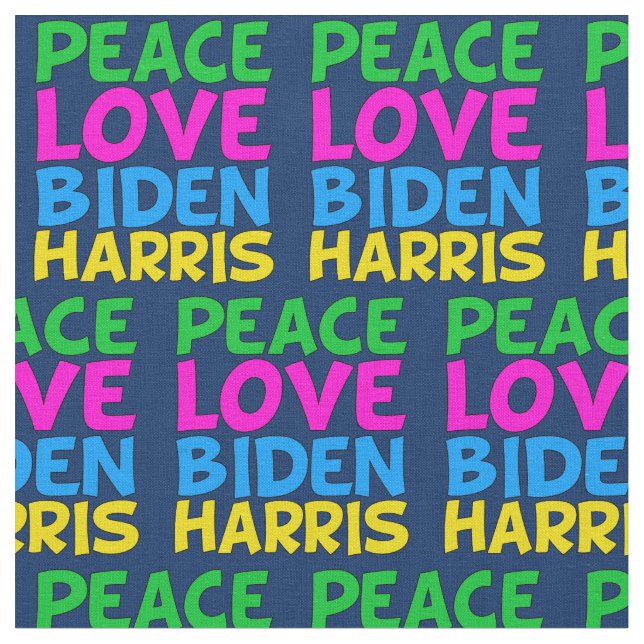 Tecido Peace Love Biden Harris (Detalhe)