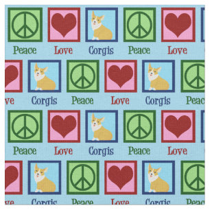 Tecido Peace Love Corgis