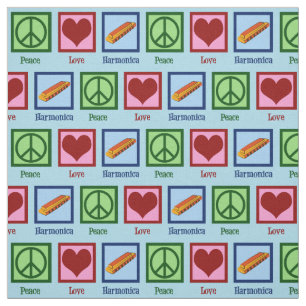 Tecido Peace Love Harmonica