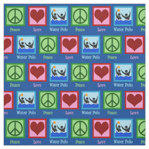 Tecido Peace Love Water Polo Team Blue