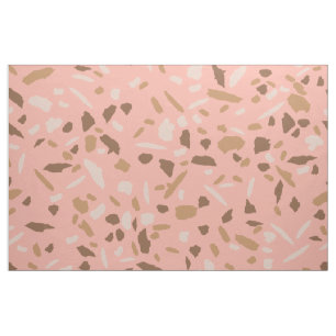 Tecido Peach, Beige, Tan Brown Terrazzo Marble Patterno