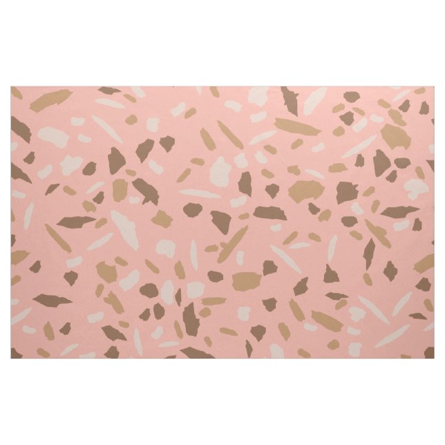 Tecido Peach, Beige, Tan Brown Terrazzo Marble Patterno (Jarda)