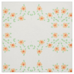 Tecido Peach Com Floral De Laranja Rusty