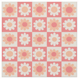 Tecido Peach Fuzz Retro Flowers verificado Padrão