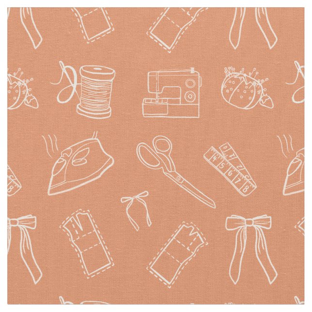 Tecido Peach Sewing Themed Pattern (Detalhe)