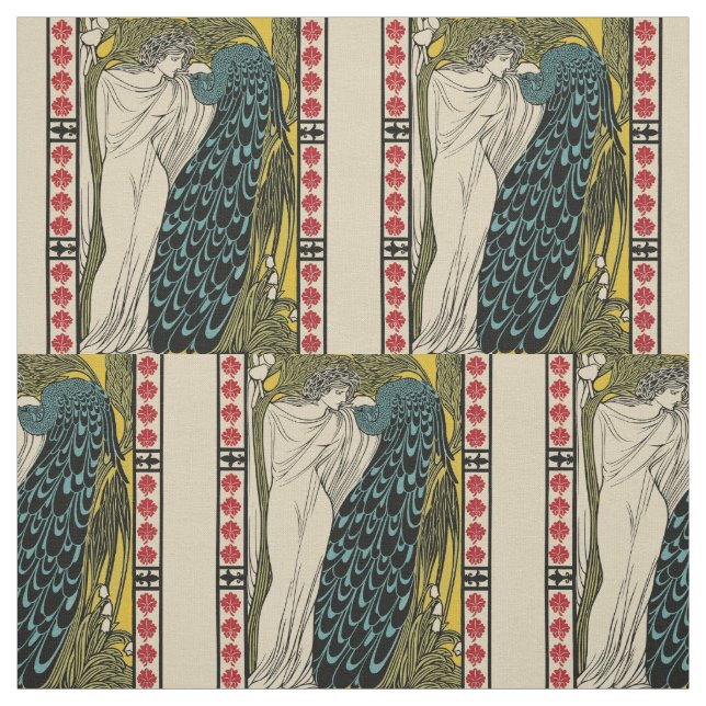 Tecido Peacock Fine Art Bird Nouveau (Modelo)