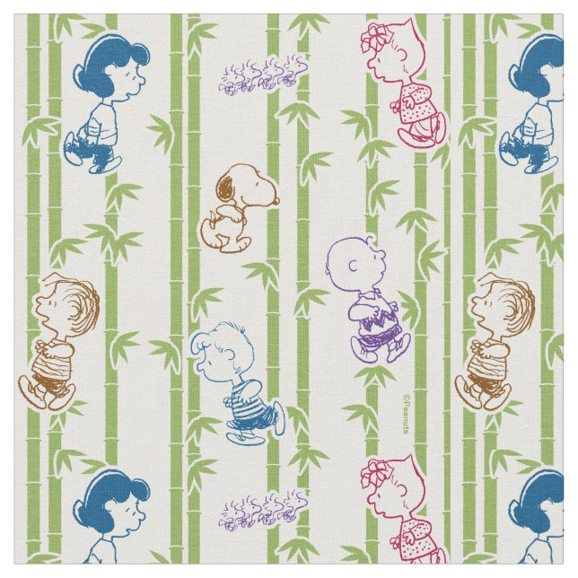 Tecido Peanuts Gang Sketch Print Bamboo (Detalhe)