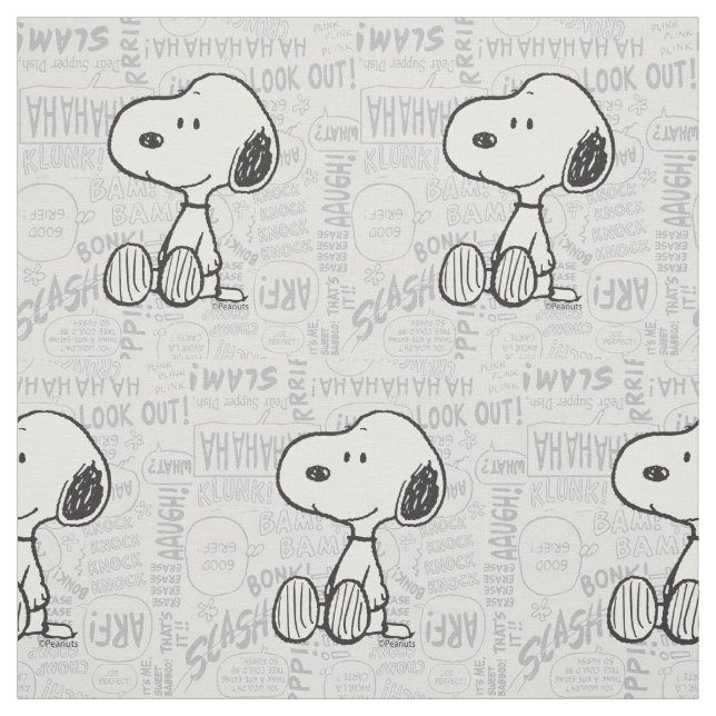 Tecido PEANUTS | Snoopy on Black White Comics (Modelo)