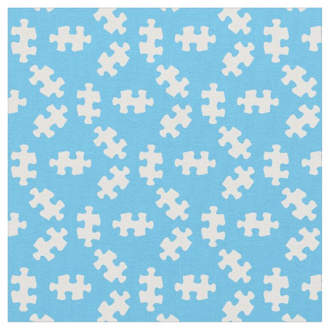 Tecido Peças de Puzzle Azul Claro e Branco (Detalhe)