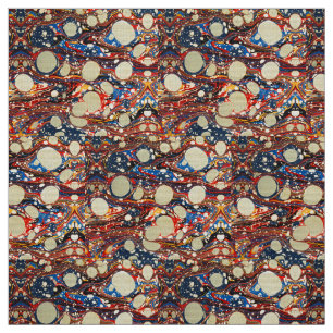 TECIDO PEDAÇOS AZUIS ABSTRATO MARBADOS, CÍRCULOS BRANCOS