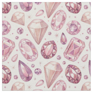 Tecido Pedras Preciosas Rosa Luxuosas e Joias de Cristal