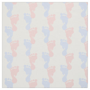 Tecido Pegadas do rosa e do azul de bebê