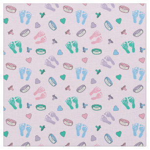 Tecido Pegadas recém-nascidas Binkings e padrão de ID