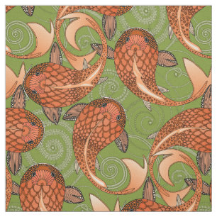 Tecido peixe verde paisley