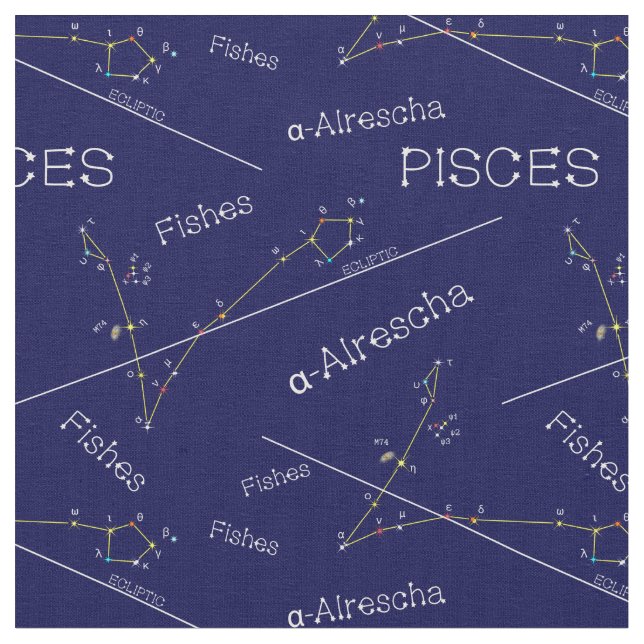 Tecido Peixes de constelação Zodiac (Detalhe)