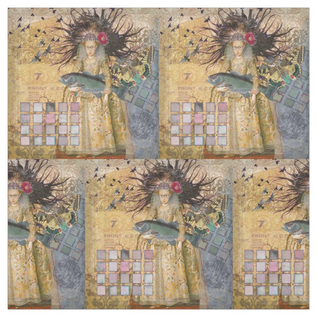 Tecido Peixes Vintage Clássica Gótica (Modelo)